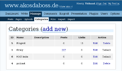 Die Kategorien in �kos' Blog: Blogroll, Kir�ly, MAK leute und podcast